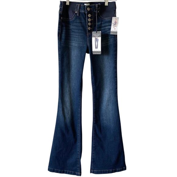 NEW SOFIA JEANS High Rise Melisa Flare Denim Jeans Dark Blue Wash Size 2 - Picture 2 of 5